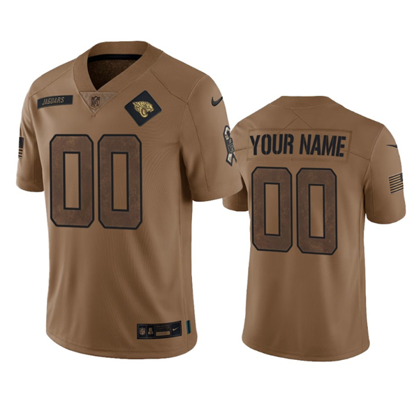 Men%27s Jacksonville Jaguars Active Player Custom 2023 Brown Salute To Service Limited Football Stitched Jersey